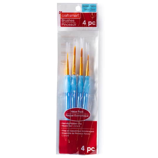9 Packs: 4 ct. (36 total) Golden Taklon Round Brush Set by Craft Smart®